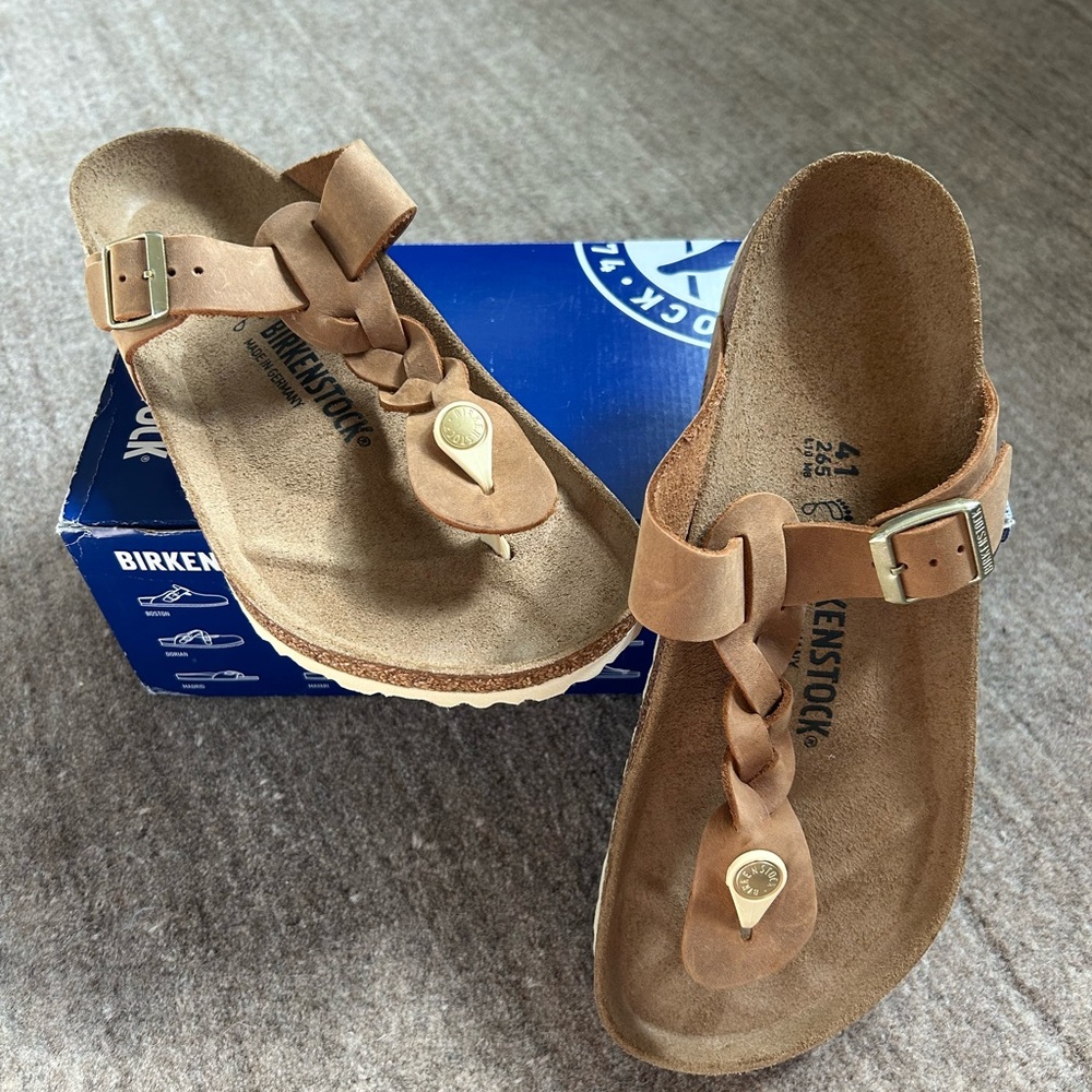 Birkenstock Gizeh Braided Sandals - Cognac